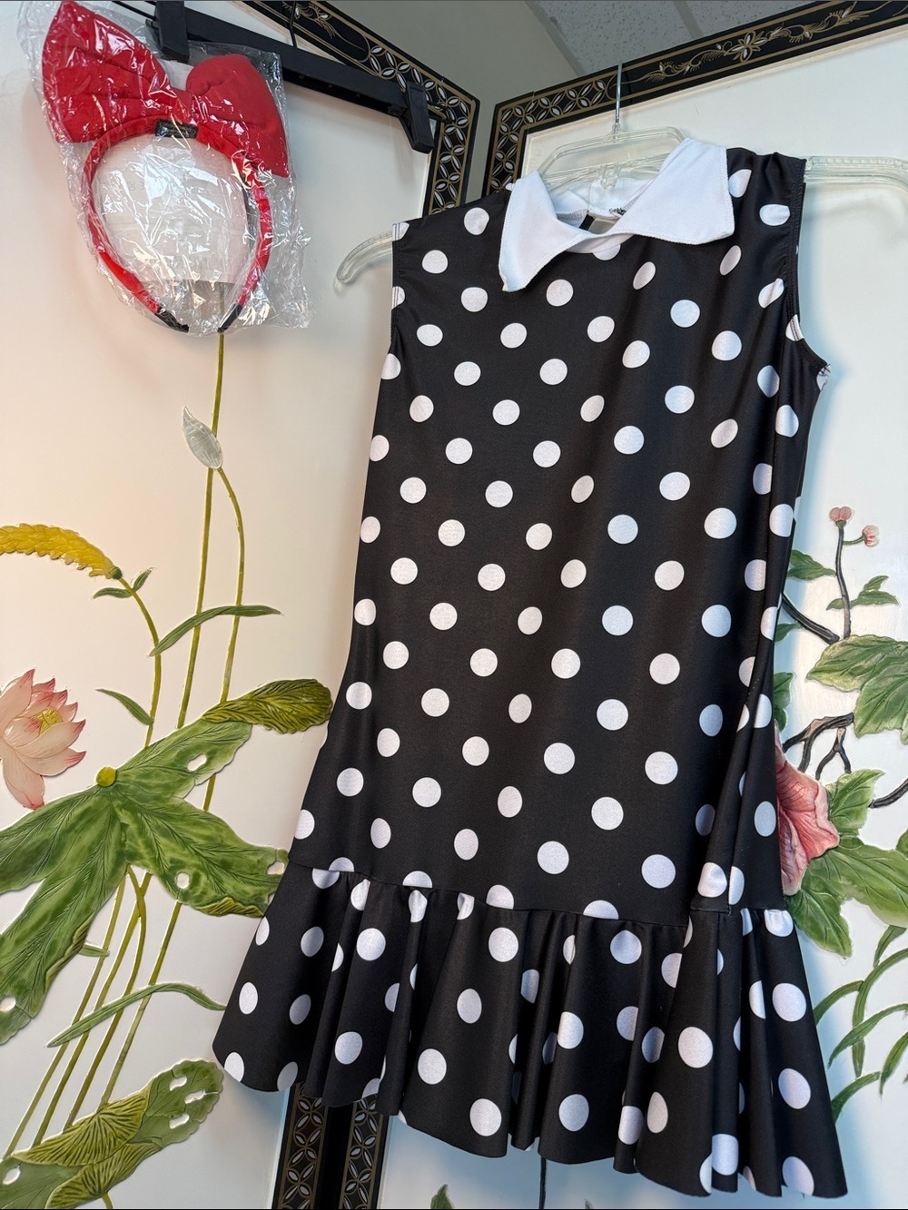 Weissman Black &White Polka Dot Dress included is MINNIE’s EARS headband